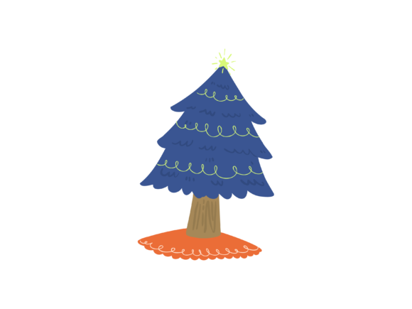 A Dark Blue Christmas Tree Design for Embroidery Projects