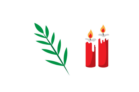 Candle and Leaf Christmas Vector: A Festive Graphics Must-Have