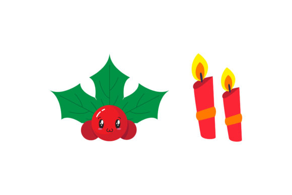 Candle and Mistletoe Christmas Asset for Graphics and Illustrations
