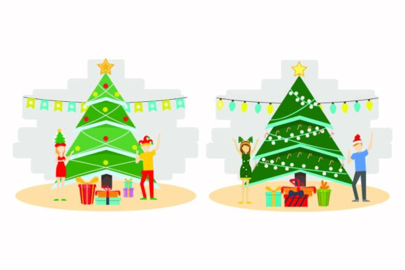 Christmas Decorated Tree Vector Set: A Festive Graphics Treasure