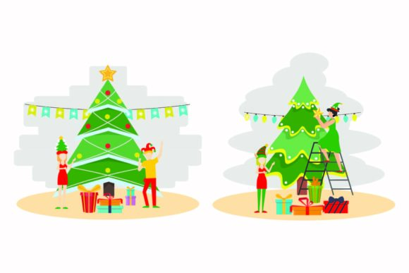 Christmas Gift Tree Illustration Set: A Festive Design Review