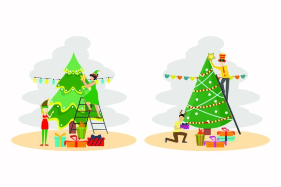 Christmas Green Tree Illustration Set: A Versatile Graphics Tool