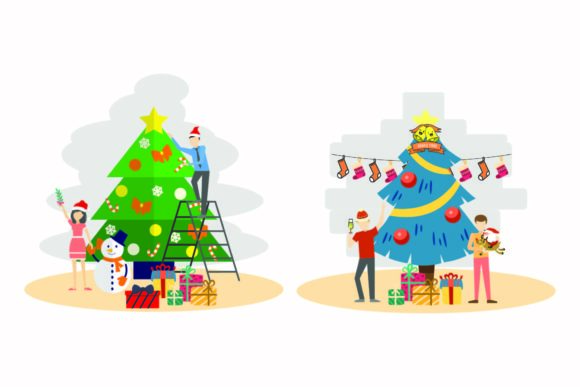 Christmas Tree Decoration Vector Set: Ideal Graphics for Creative Sellers