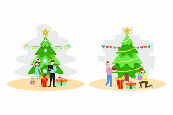 Christmas Vintage Decoration Vector Set for Graphics & Illustrations