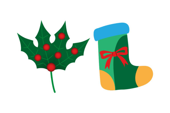 Mistletoe and Stocking Christmas Set: Festive Graphics for Handmade Creations