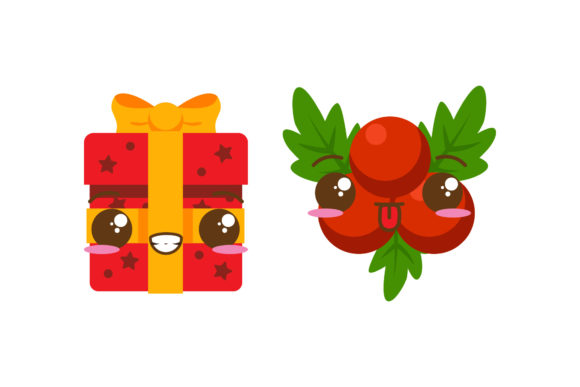 Set Gift and Mistletoe Asset Christmas: Festive Graphics for Local Brands