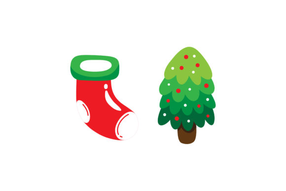 Stocking and Tree Christmas Set: A Versatile Graphics Illustration